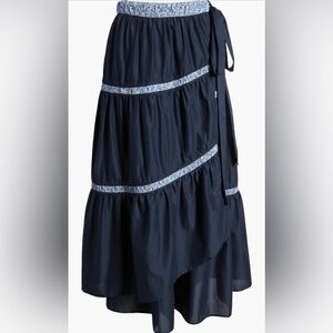 Liberty x Merlette Navy Blue Midi Skirt